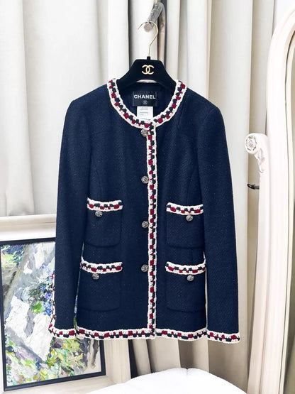 Chanel 2011 navy blue tweed jacket