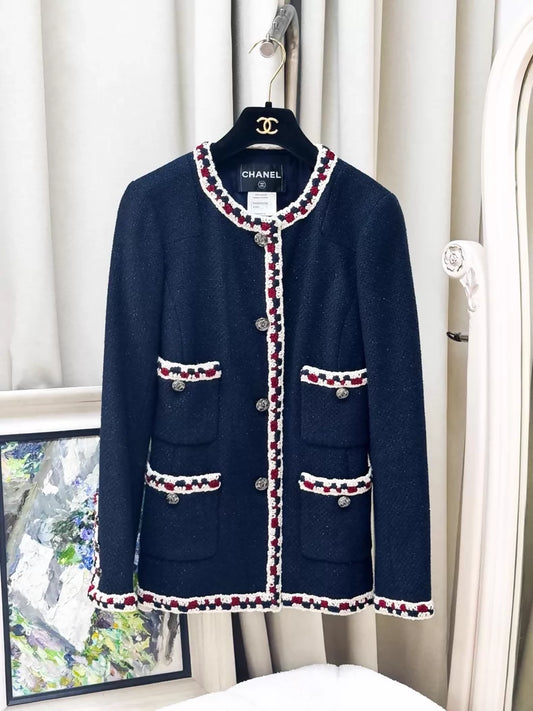Chanel 2011 navy blue tweed jacket