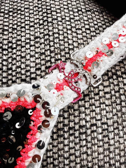 Chanel 24C black knit dress with colourful sequins