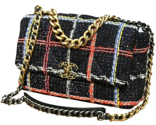 Chanel 19 Large Black Multicolor Tweed Flap Bag