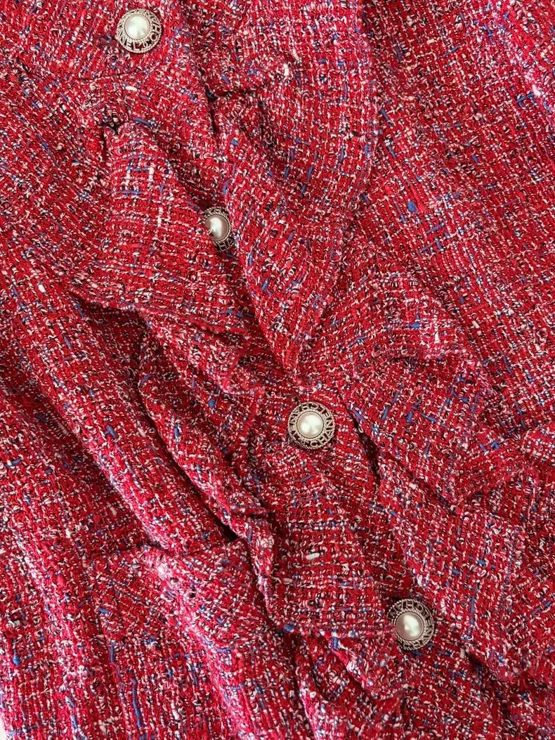Chanel 19P Red Tweed Jacket