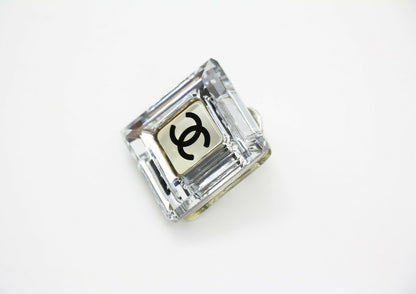 Chanel Vintage 05A Resin Mirrored Square Coco Mark Translucent Brooch