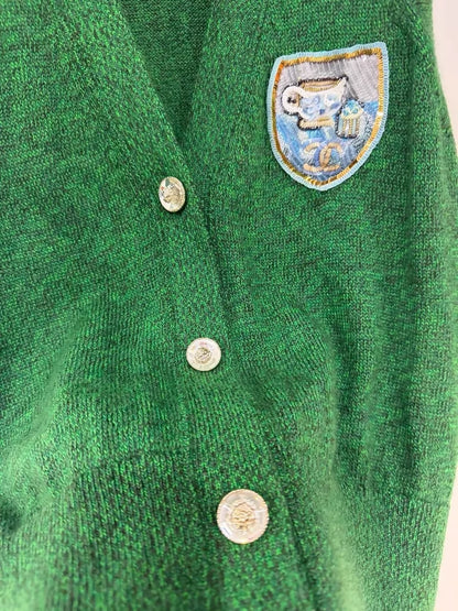 Chanel 24A Double C Badge Green Cashmere Vest