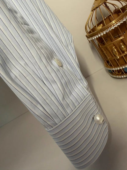 Chanel 26 blue striped shirt