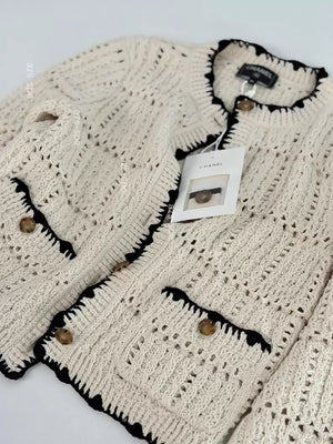 Chanel 26P Black and White Cardigan