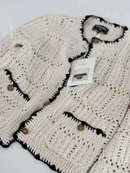 Chanel 26P Black and White Cardigan