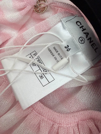 Chanel 24S Pink white Striped Dress