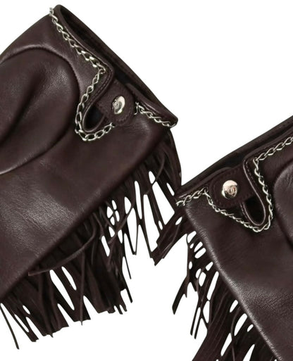 Rare Chanel 14A Paris Dallas Dark Brown Multicolor Gloves 8