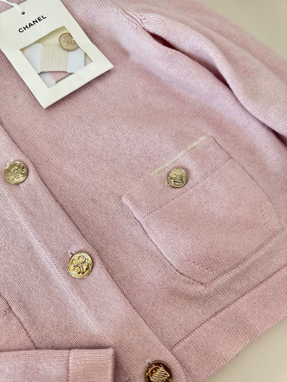 Chanel 25B Pink Knit Cardigan