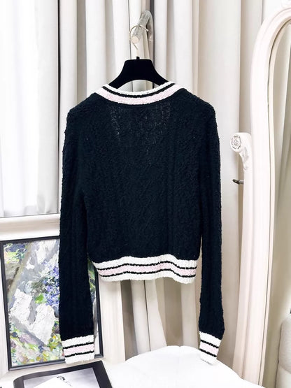 Chanel 24P black and pink cardigan