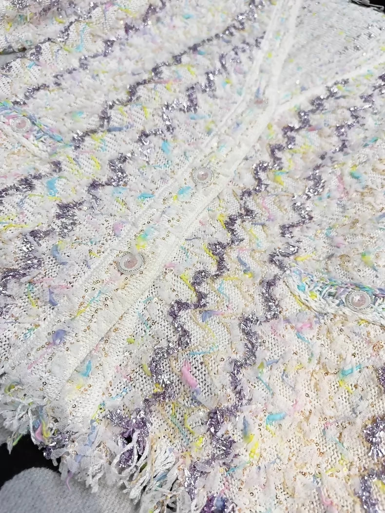 Chanel off-white sequined cardigan with crystal embellishments
