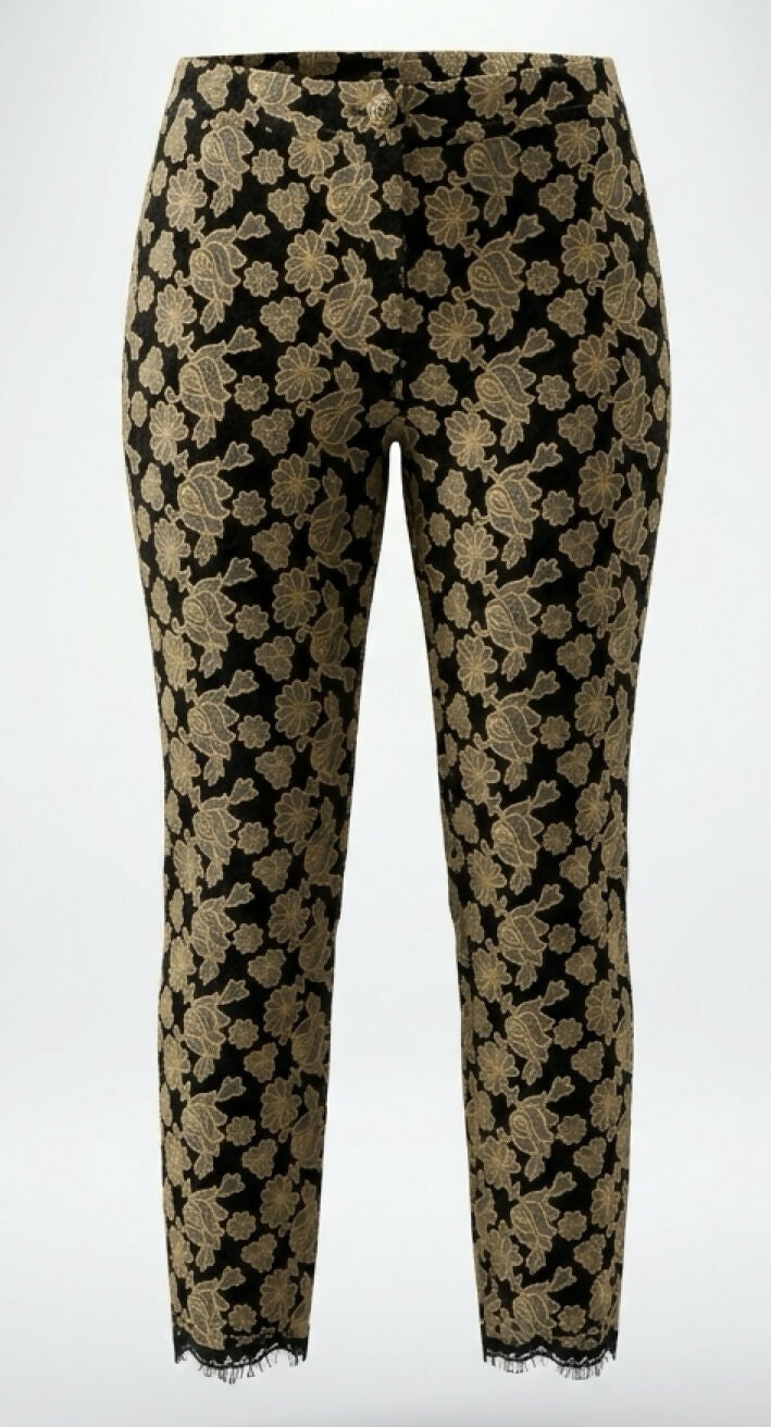 Chanel 16A Paris Rome Caramel Black Lace Dress Pants Trouser FR 44