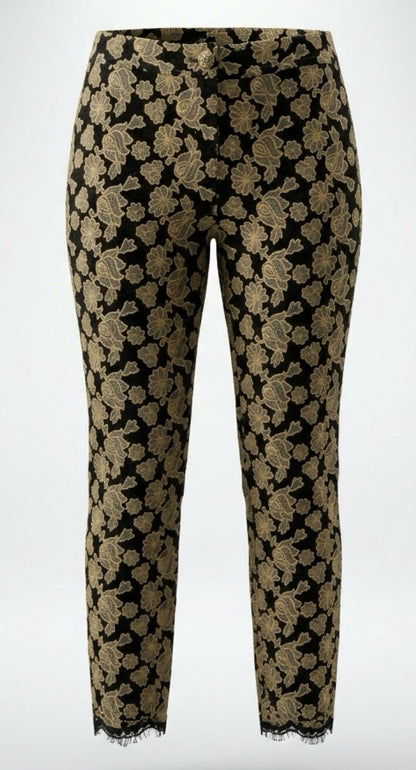 Chanel 16A Paris Rome Caramel Black Lace Dress Pants Trouser FR 44