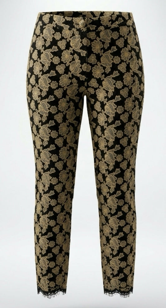 Chanel 16A Paris Rome Caramel Black Lace Dress Pants Trouser FR 44