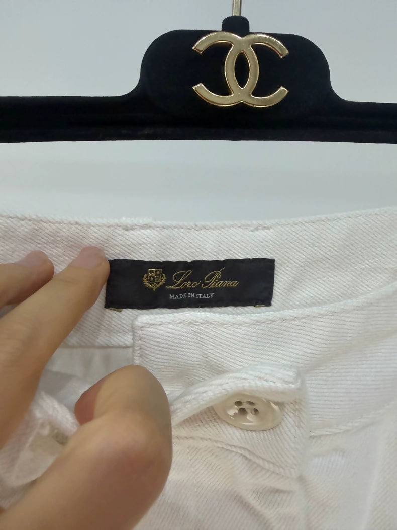 Loro Piana Natural White Wide-Leg Pants