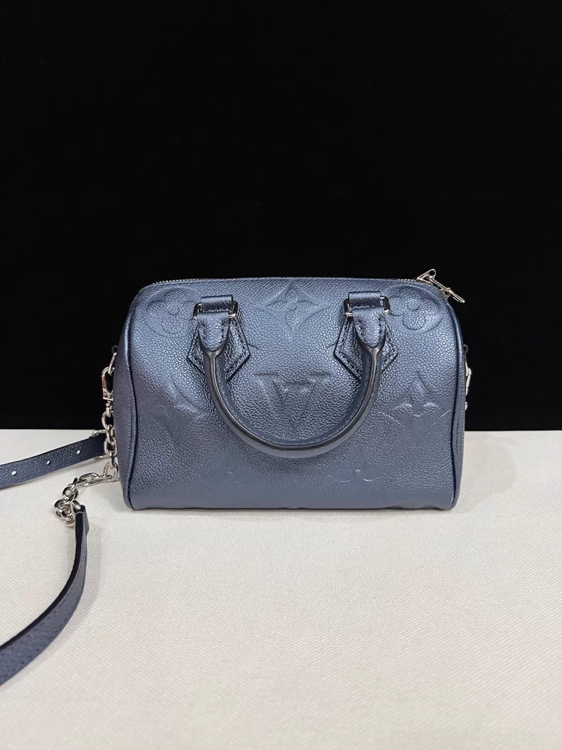 Louis Vuitton Speedy 20 blue embossed silver hardware
