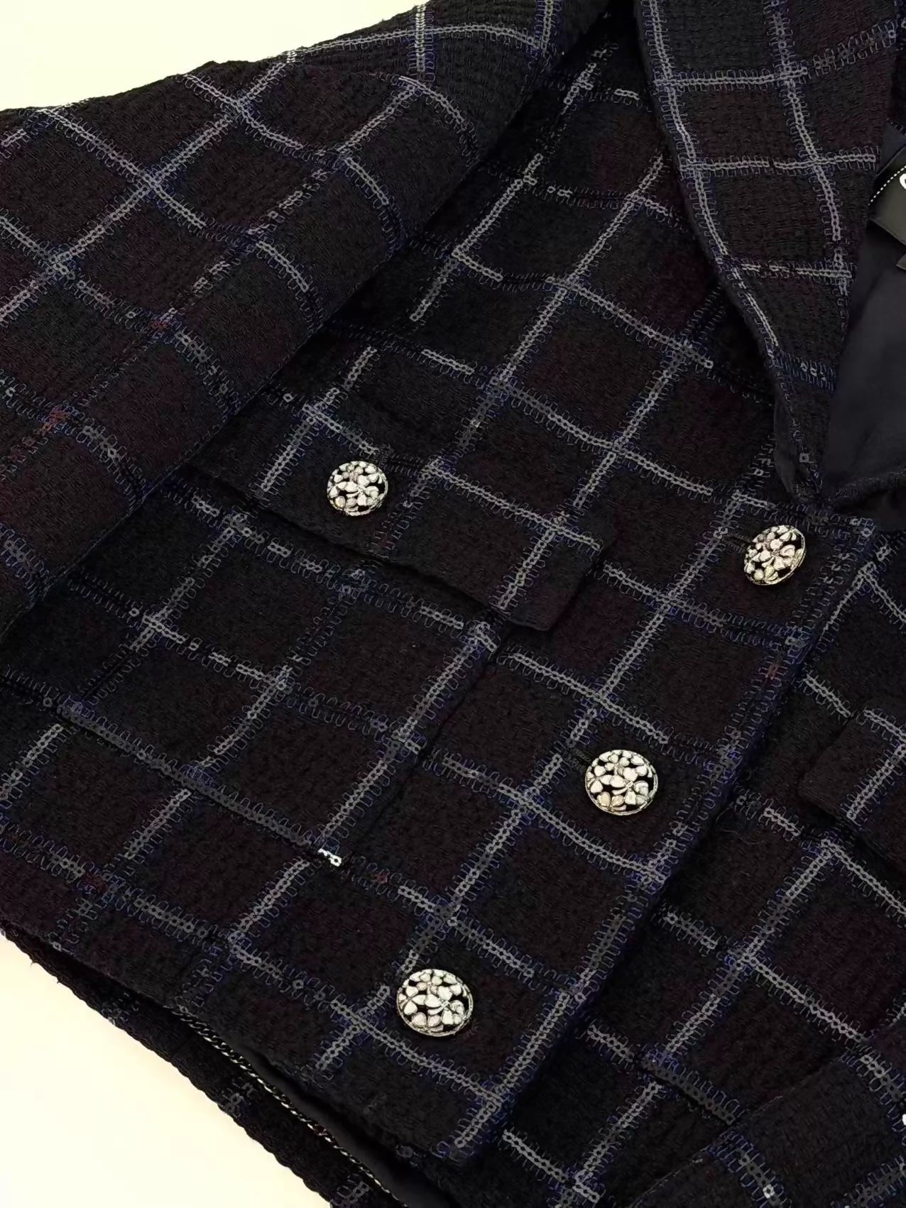 Chanel 24S Sequined Dark Blue tweed Jacket