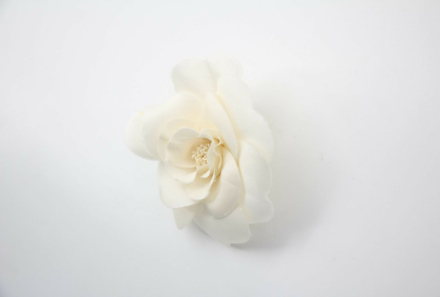 Chanel Vintage 81-85 White Silk Camellia Brooch