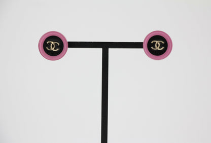 Chanel D19K Acrylic Pink Purple Thin Round Earrings