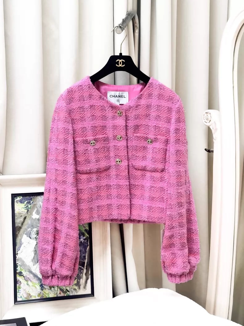 Chanel 24P Barbie pink tweed jacket