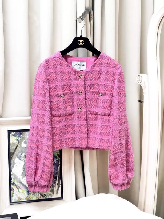 Chanel 24P Barbie pink tweed jacket