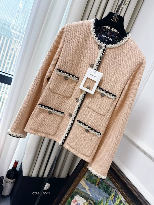 Chanel 24A Métiers d'Art orange-pink tweed jacket