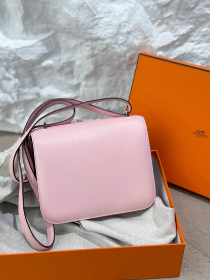 Hermes Constance 19 Sakura Pink TAD leather with pink Lizard leather hardware