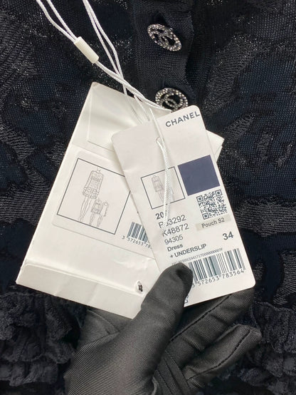 Chanel 20P black lace dress