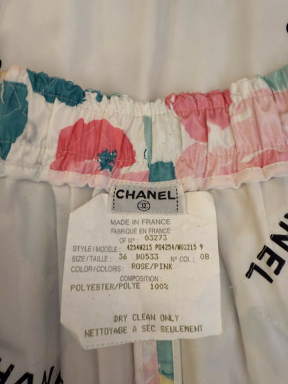 Chanel 1994 Cruise Vintage Multicolor Quilted Floral Print Sleeveless Vest and Shorts Set