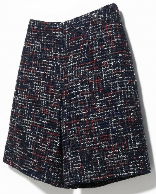 Chanel 17A Fantasy Tweed Black Red Blue White Shorts FR 36