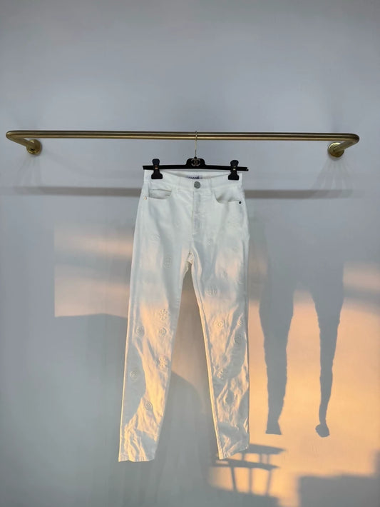 Chanel 21P white denim with double C logo