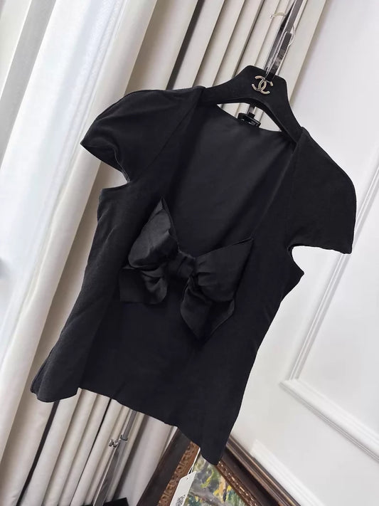 Chanel 23s black bow top