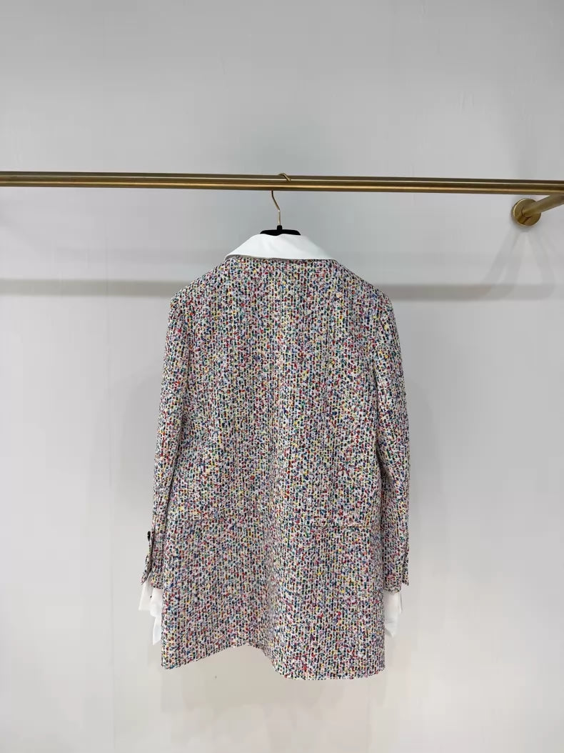 Chanel 25C  Tweed Colorful Sequined Shirt Sleeve Jacket
