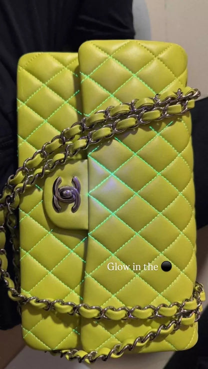 Chanel 21S Yellow Neon Lambskin Mini Classic Flap Bag