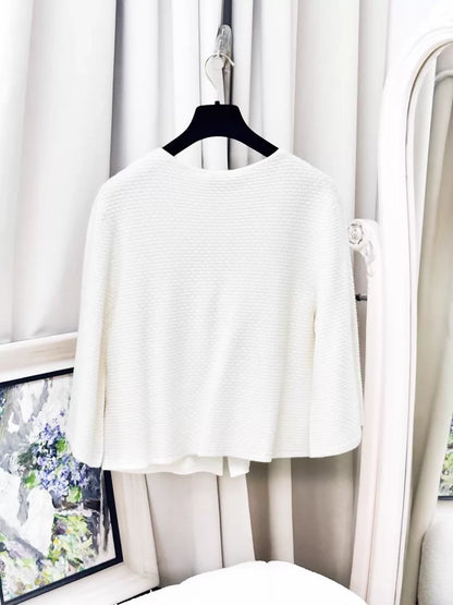 Chanel 25P white cape-style knit cardigan