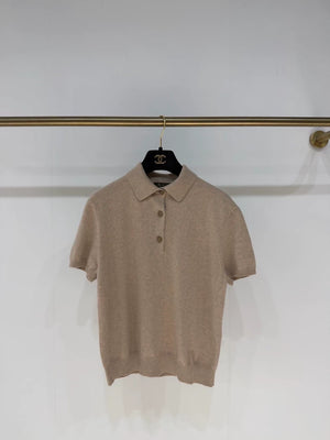 Loro Piana 2025 Autumn/Winter Gold Button Short-Sleeve Polo Shirt