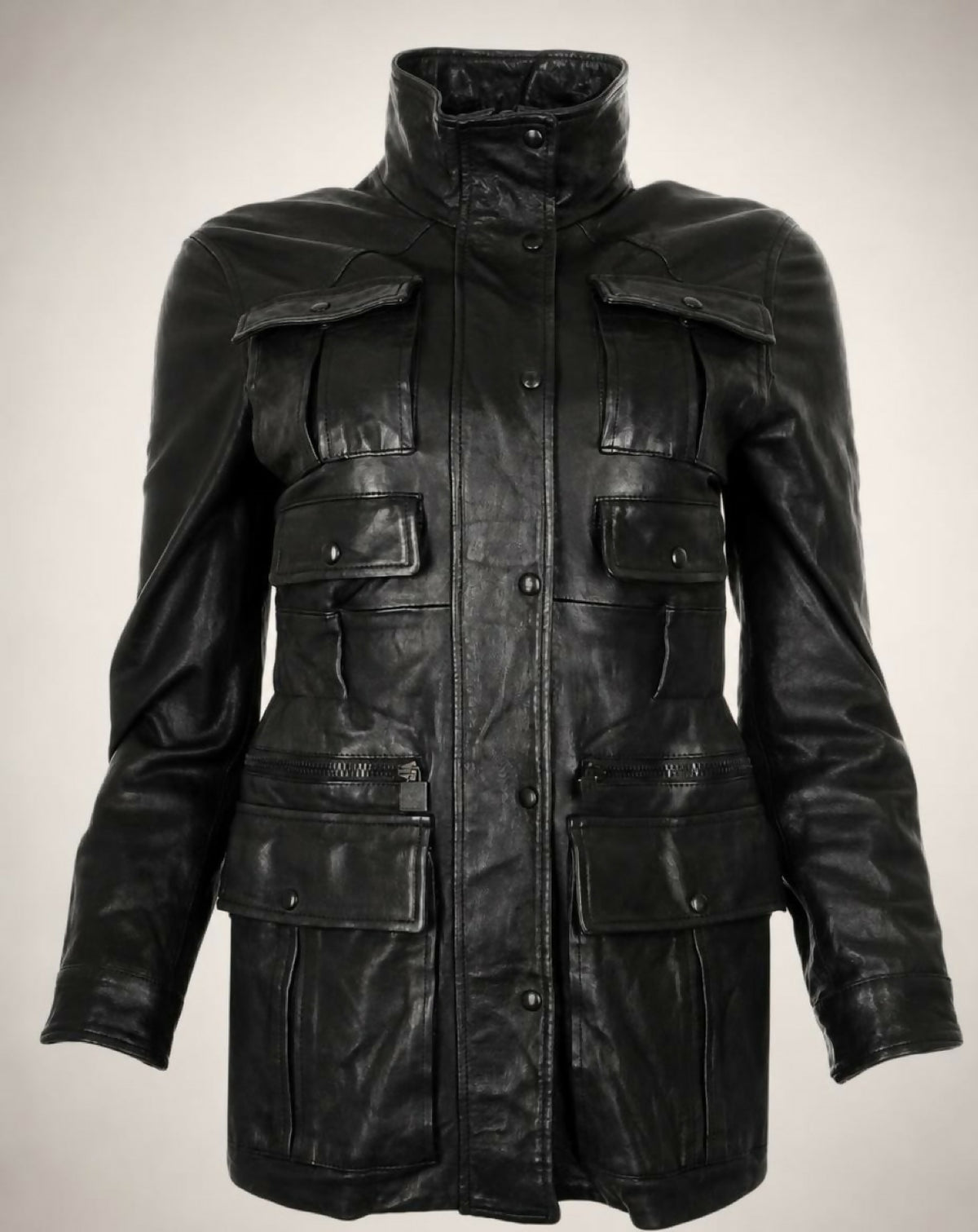 Chanel 07A Lambskin Leather Utility Jacket Coat