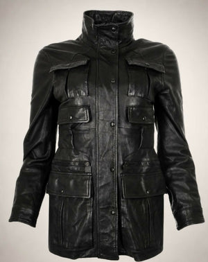 Chanel 07A Lambskin Leather Utility Jacket Coat