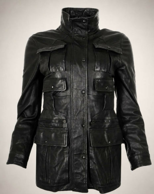 Chanel 07A Lambskin Leather Utility Jacket Coat