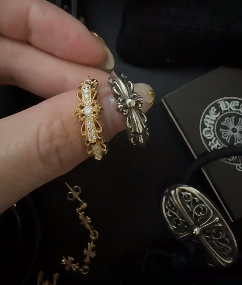 Chrome Hearts gold dimaonds ring