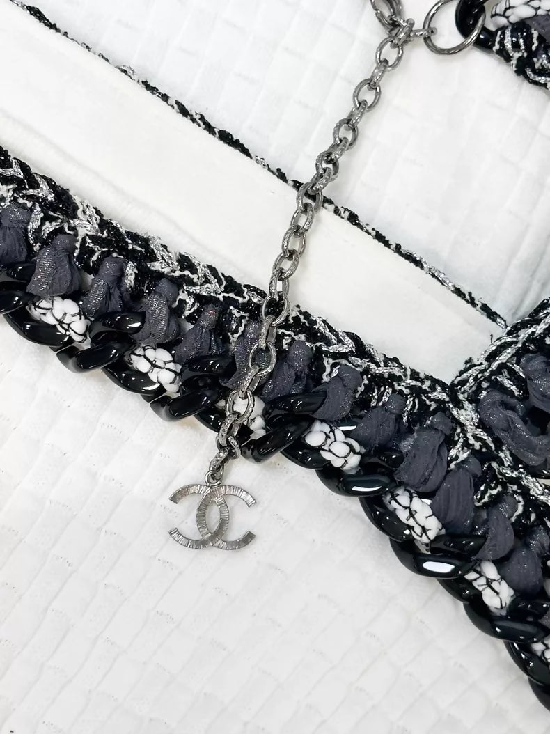Chanel 2014 white and blue-grey dress