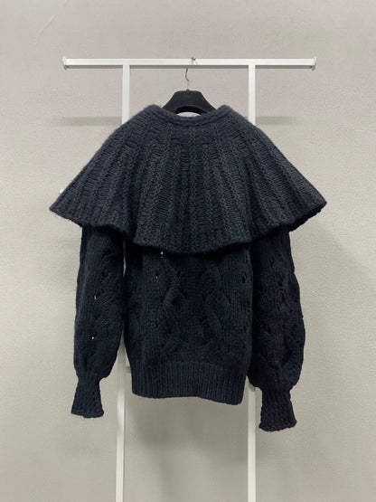 Chanel 21B black cape knitted pullover top