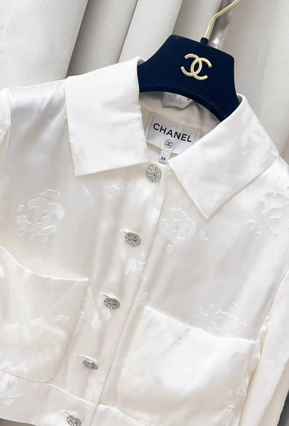 Chanel 22A white ecru silk jacket