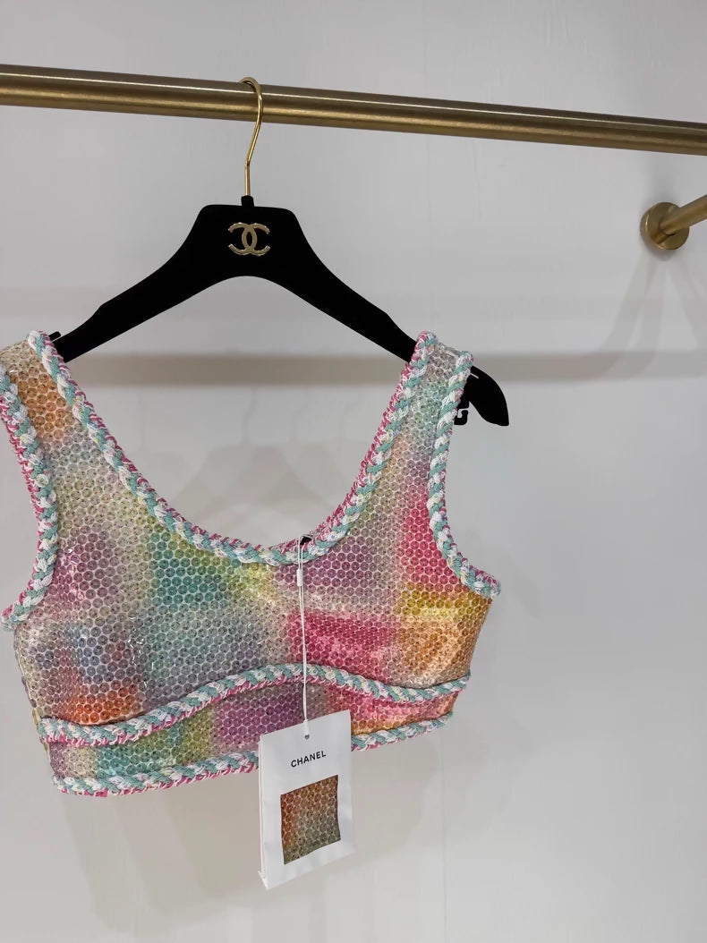Chanel 24C sequined rainbow vest top