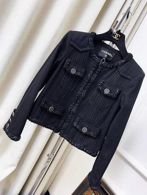 Chanel Cuban Collection Black Denim Jacket