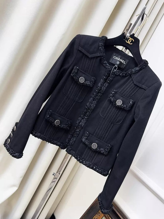 Chanel Cuban Collection Black Denim Jacket
