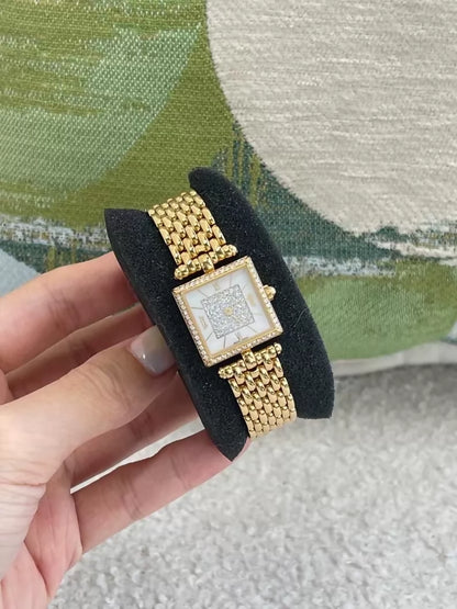 Van Cleef & Arpels mother-of-pearl and diamond watch in 18K gold with genuine diamonds