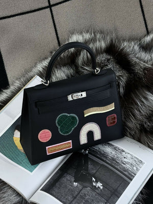Hermès Kelly 25 Embroidered Matte with Palladium Hardware