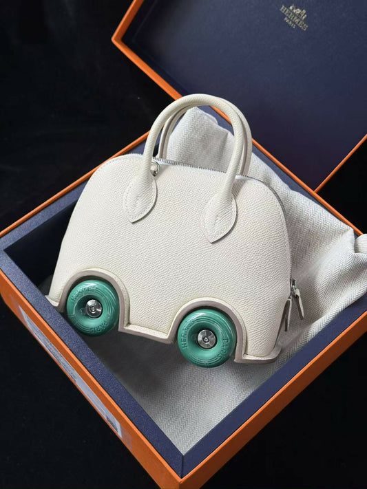 Hermès Limited Edition Mini Bolide 1923 "On Wheels" Nata / Menthe Epsom with Palladium Hardware