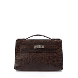 Hermès Chocolat Niloticus Lizard Kelly Pochette RHW